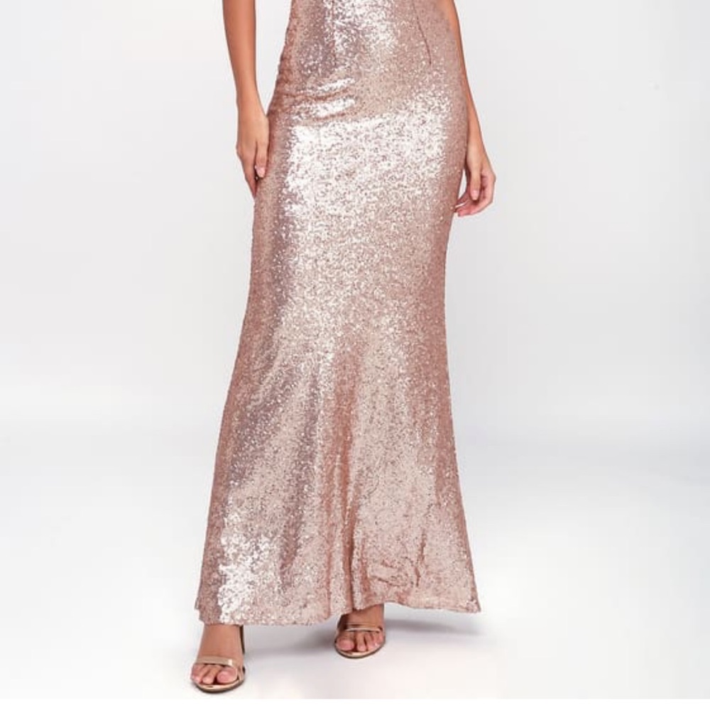 Lulus Chic Celebration Champagne Sequin Maxi Dress. XS. - Picture 3 of 4